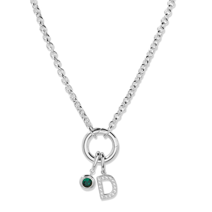 Custom Birthstone and Initial Charm Necklace