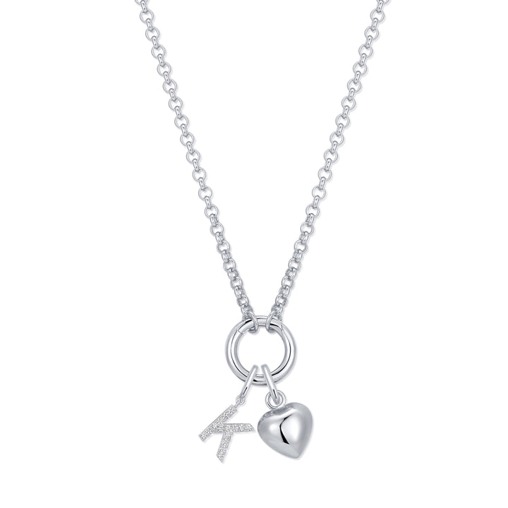 Custom Initial Heart Charm Necklace