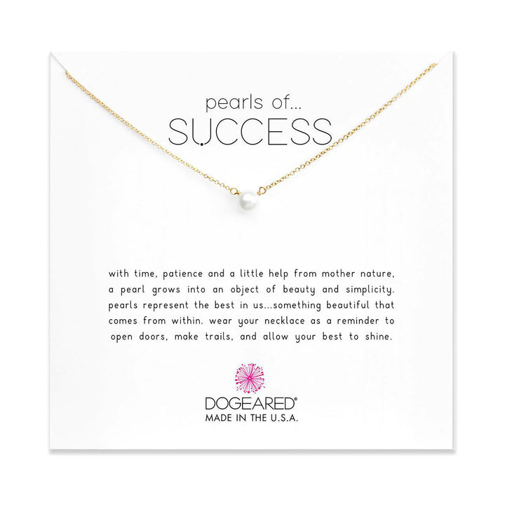 Dogeared Freshwater Pearls of Success Gold Dipped Necklace