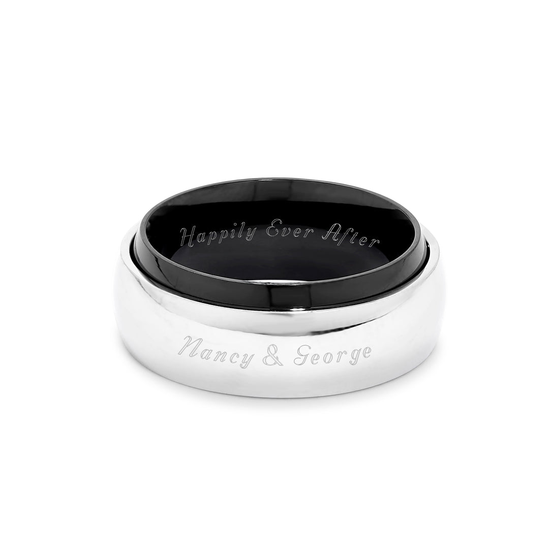 Engraved Silvery Black Solar Eclipse Secret Message Band