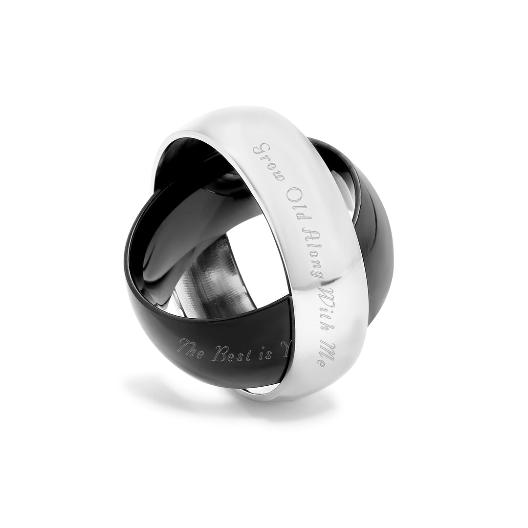 Engraved Silvery Black Solar Eclipse Secret Message Band