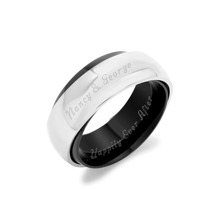 Engraved Silvery Black Solar Eclipse Secret Message Band