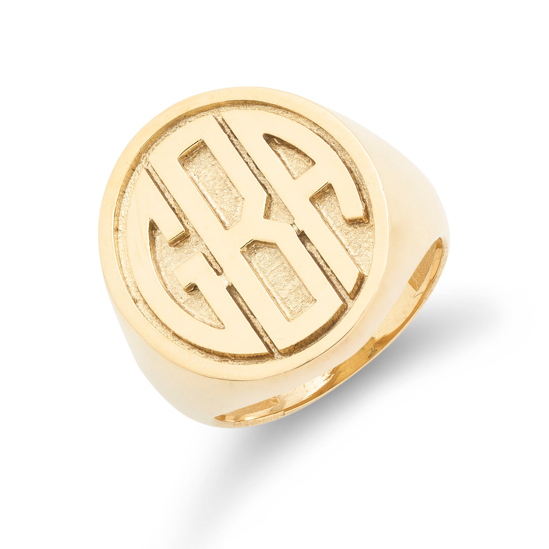 Block Monogram Gold Signet Ring