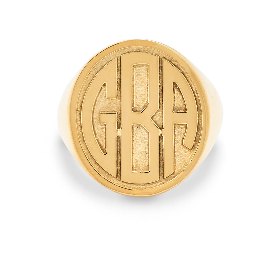 Block Monogram Gold Signet Ring