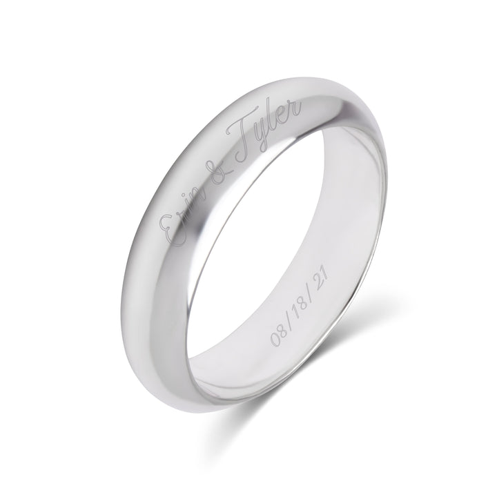 Engraved Couples 5mm Silver Message Ring