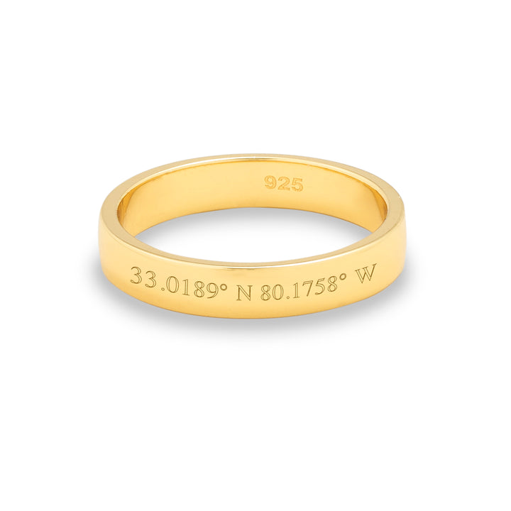 Custom Coordinate 4mm Gold Ring