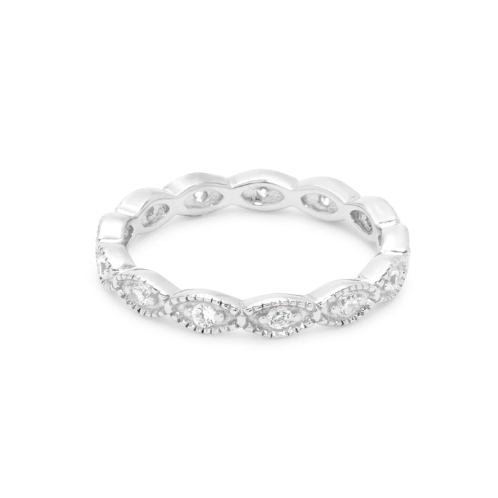 Beautiful Victorian Sterling Silver Stackable CZ Band