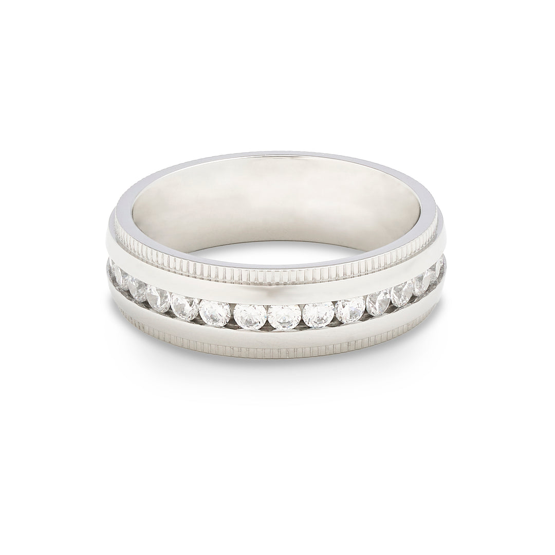 Men's CZ Engravable Eternity Band with Milgrain Edge