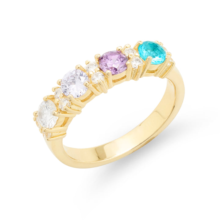 4 Stone Birthstone Gold Eternity Band