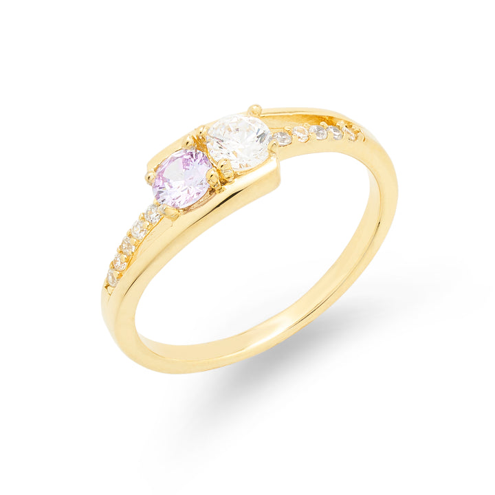 Petite 2 Stone Gold Birthstone Mother's Ring