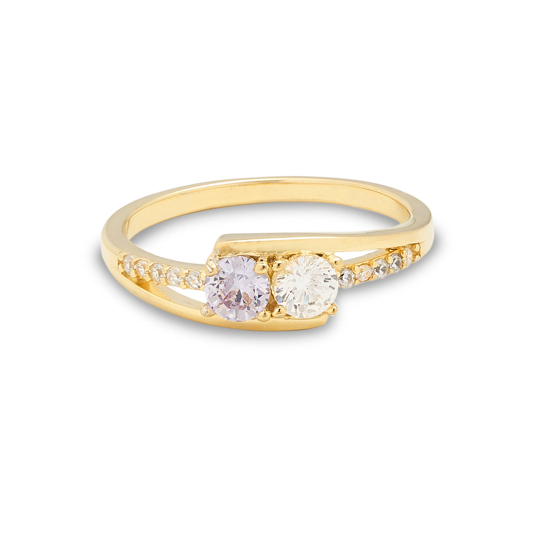 Petite 2 Stone Gold Birthstone Mother's Ring