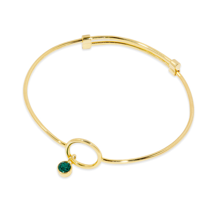 Custom Gold Birthstone Charm Bangle Bracelet