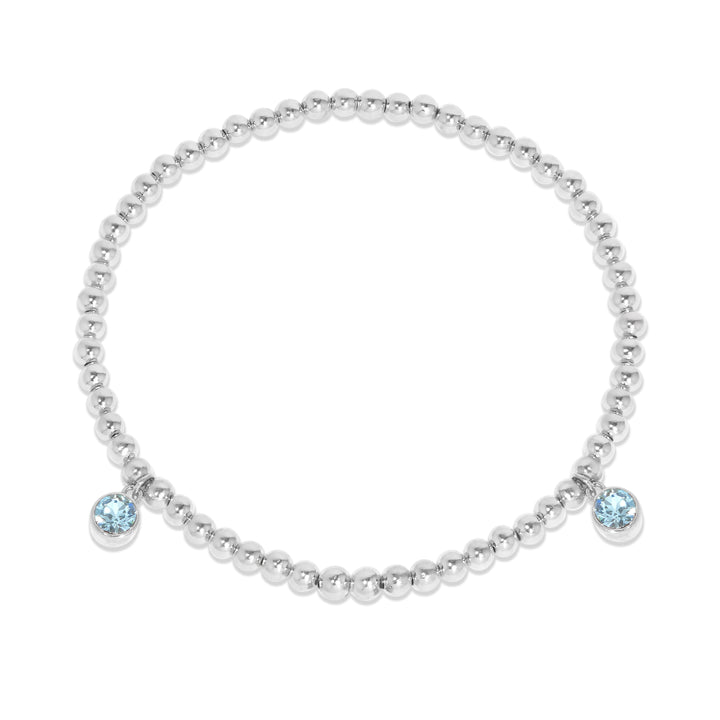 Two Bezel Birthstone Charm Bead Bracelet