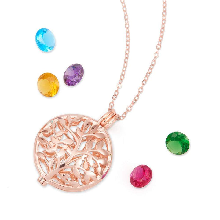 Family Tree Rose Gold 4mm Round Birthstone Locket