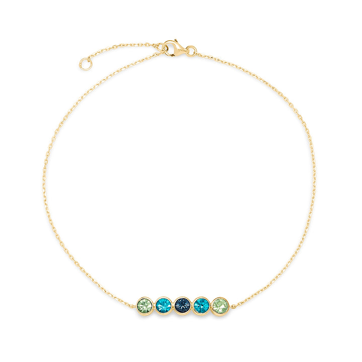 Five Stone Bezel Set Birthstone Gold Anklet