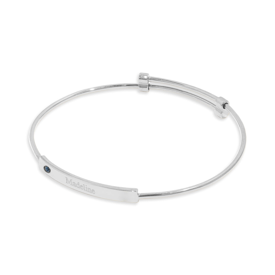 Engravable Birthstone Bar Bangle Bracelet