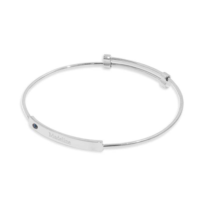 Engravable Birthstone Bar Bangle Bracelet