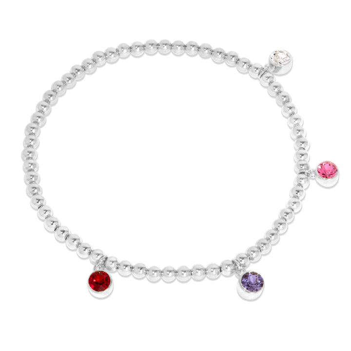 Four Bezel Birthstone Charm Bead Bracelet