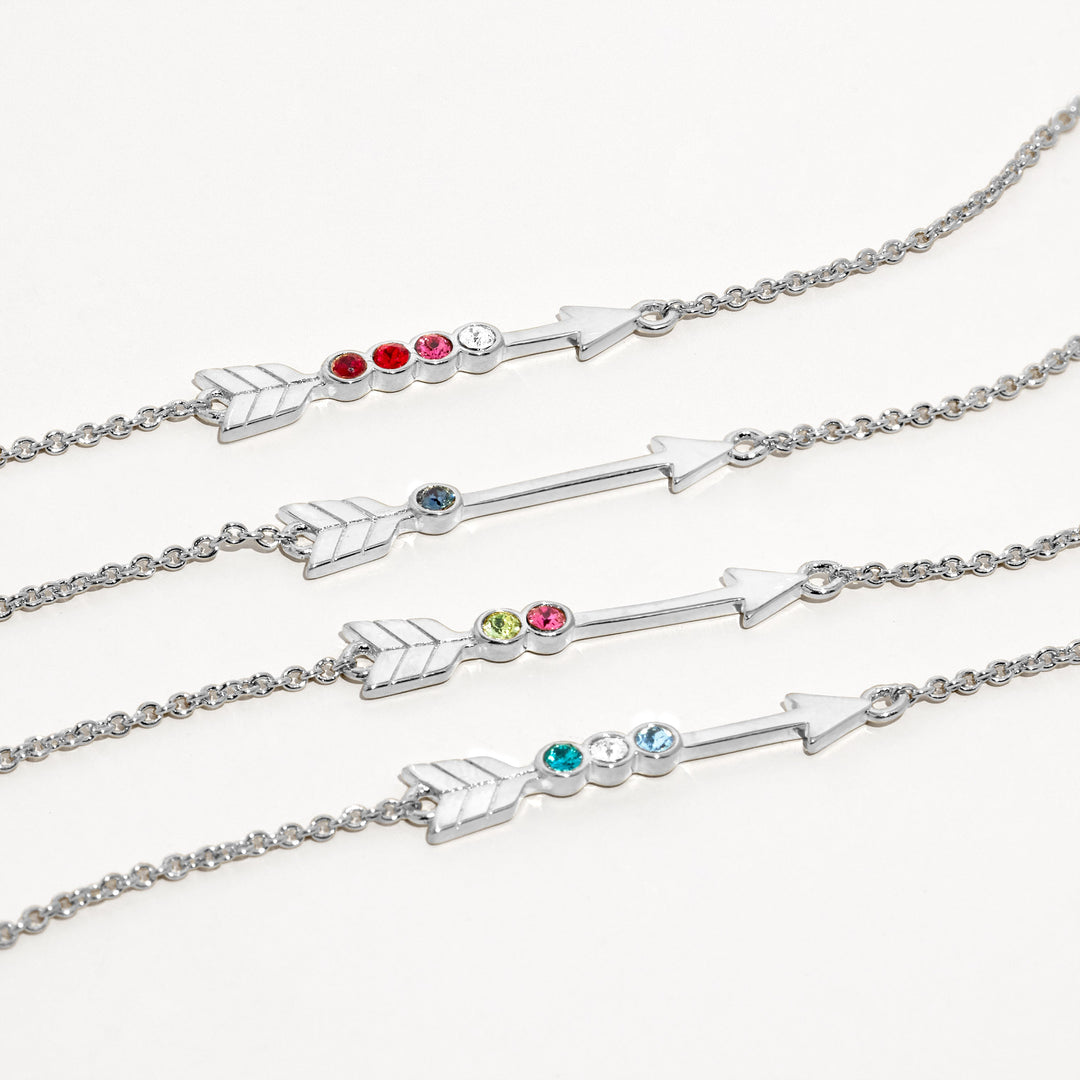 Custom Four Birthstone Arrow Bracelet