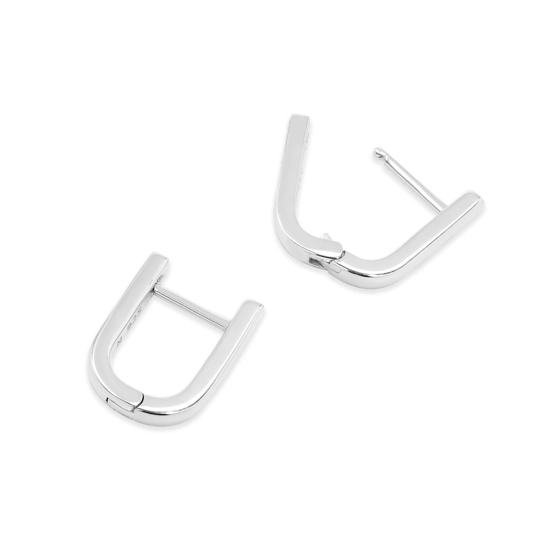 Sterling Silver  Paper Clip Huggie Earrings