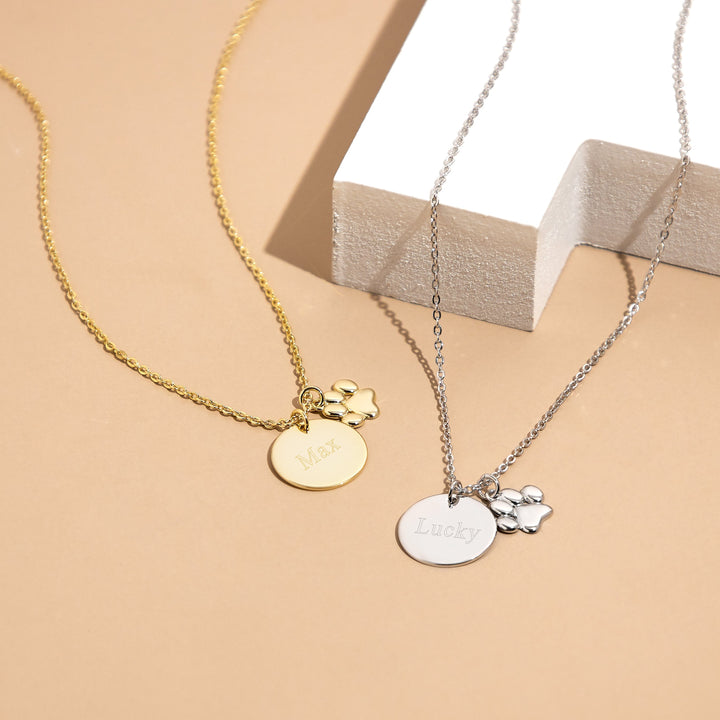 Gold Plated Disc Engravable Pet Charm Necklace