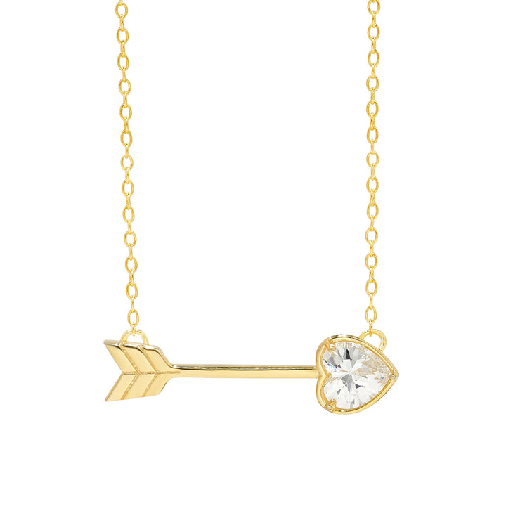 Custom Gold Heart Birthstone Arrow Necklace