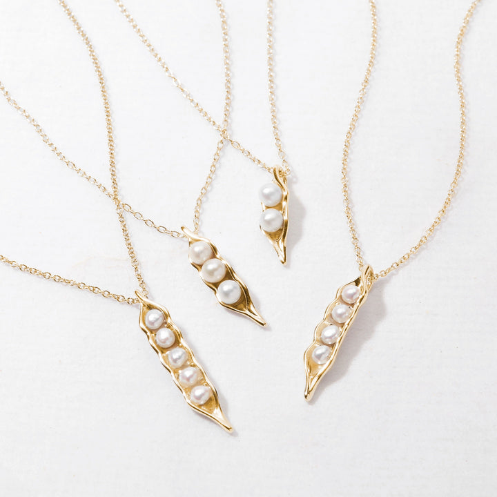 Gold Plated Two Peas in a Pod Pearl Necklace