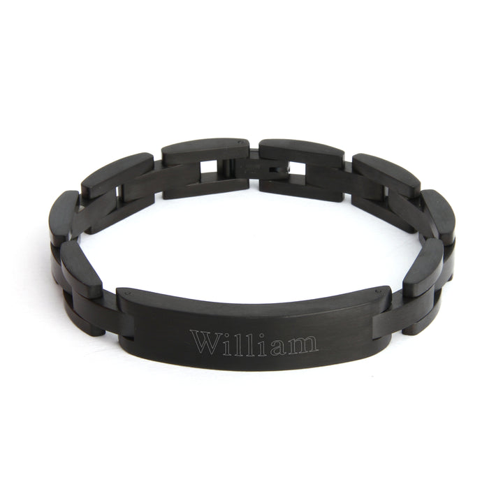 Black Stainless Steel Men's Engravable ID Bracelet