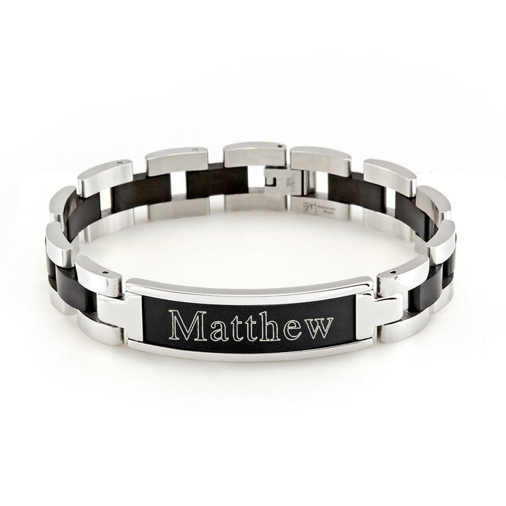 Black and Silver Steel Men's Engravble ID Bracelet