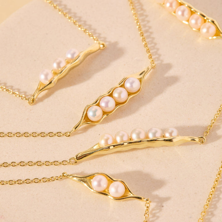 Gold Plated Three Peas in a Pod Pearl Bracelet