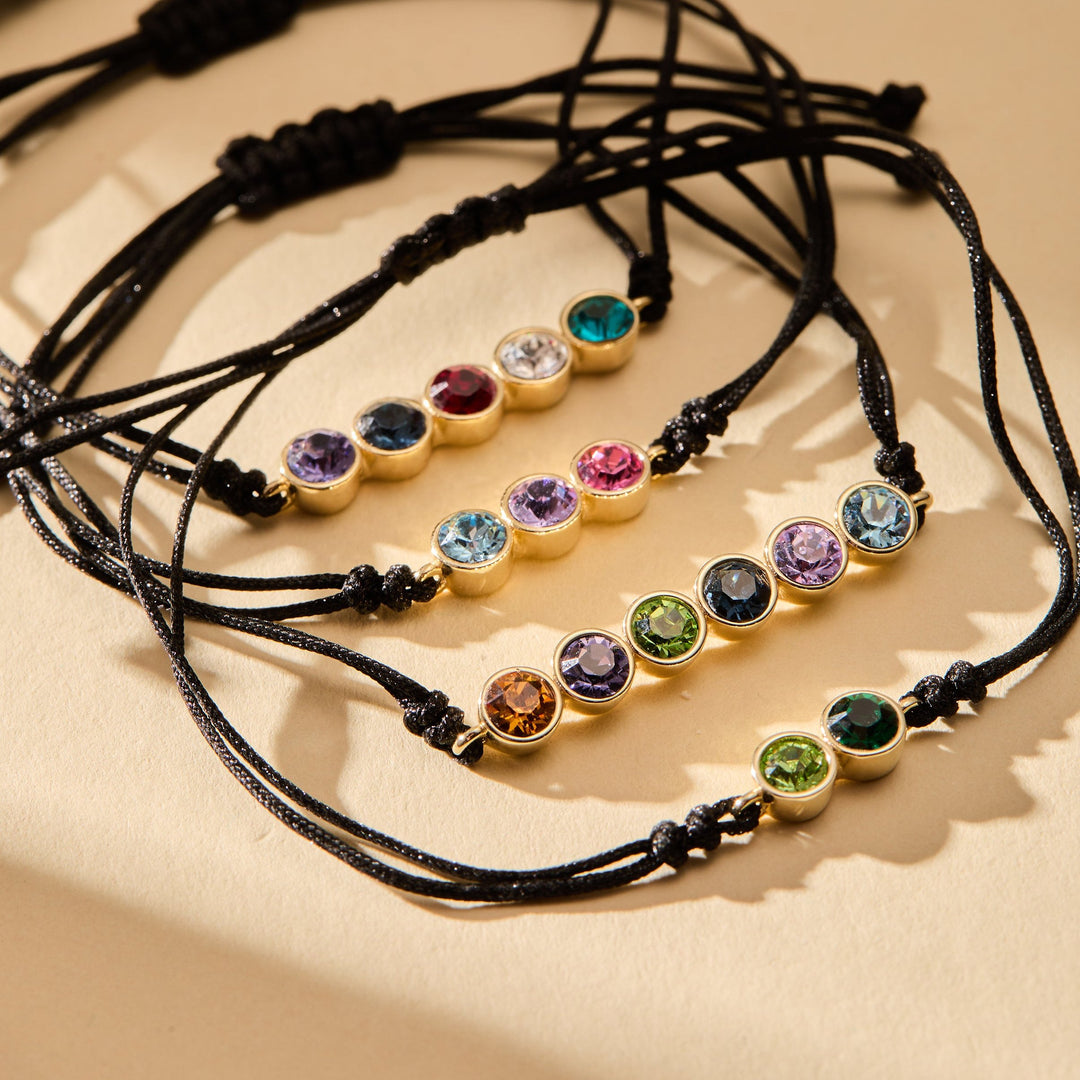 Custom Bezel Set Birthstone String Bolo Bracelet