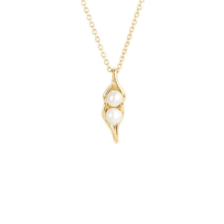 Gold Plated Two Peas in a Pod Pearl Necklace