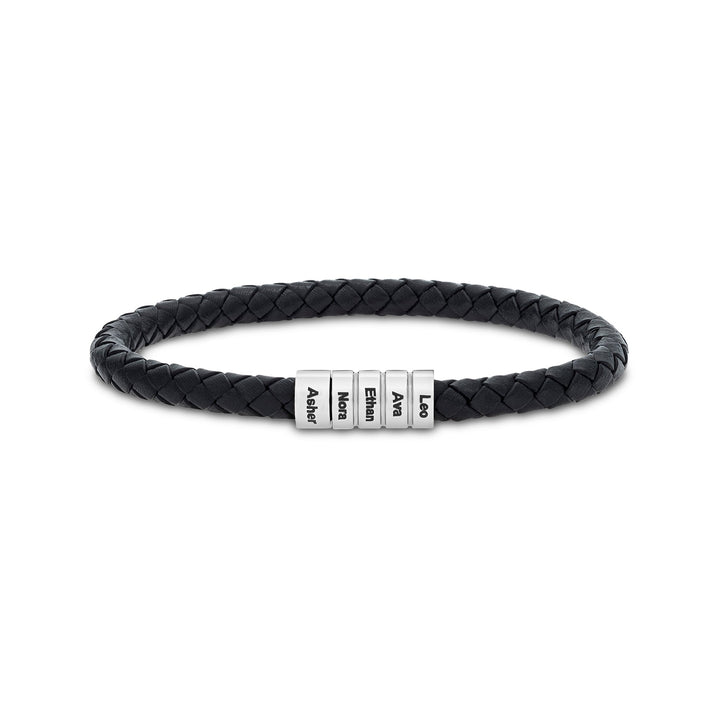 Men's Braided Leather Name Bracelet