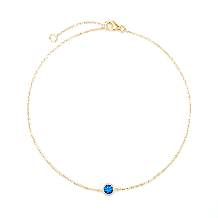 Custom Birthstone Bezel Set Gold Anklet