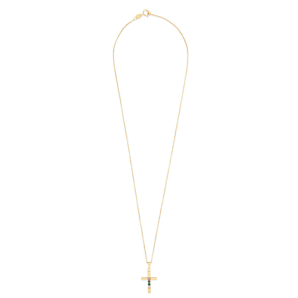 4 Stone Gold Cross Birthstone Pendant