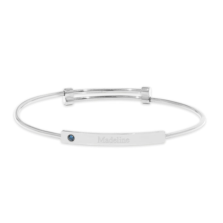 Engravable Birthstone Bar Bangle Bracelet