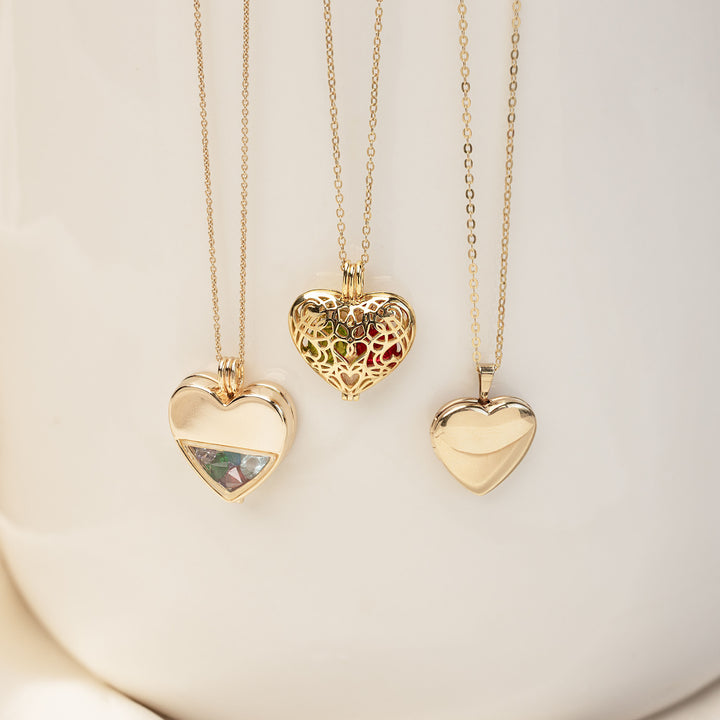 Engravable Glass Heart Gold 4mm Round Birthstone Locket