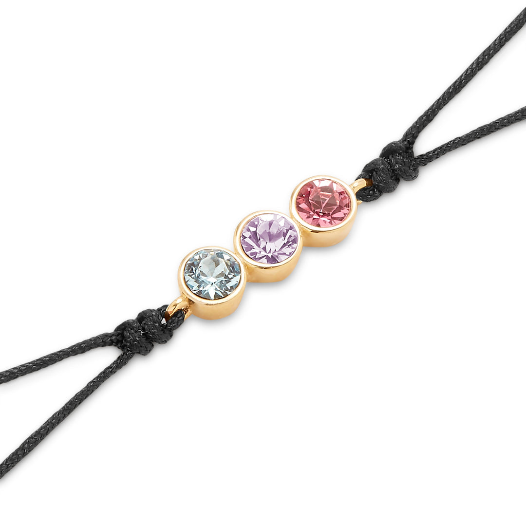 Custom Bezel Set Birthstone String Bolo Bracelet