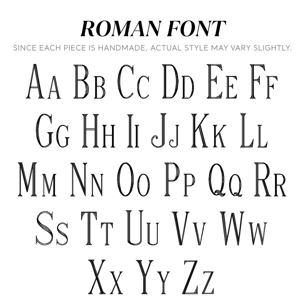 Roman Font Character List