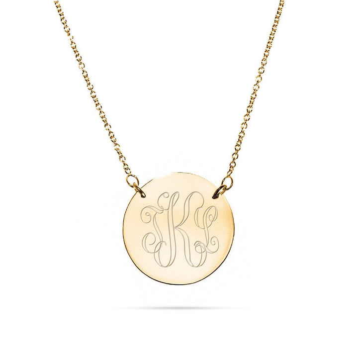 14K Gold Engravable Disc Necklace