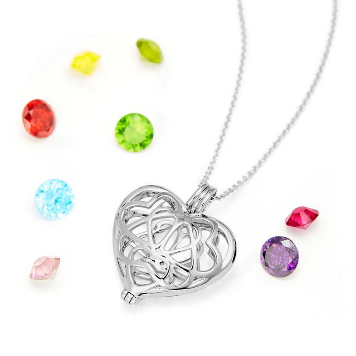 Custom Interlocking Hearts Birthstone Locket Necklace