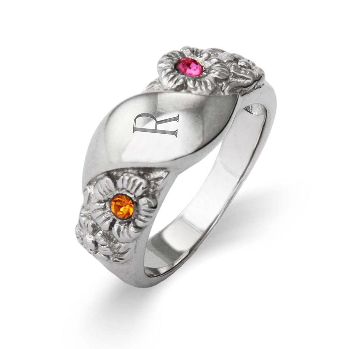 2 Stone Custom Initial Graduation Class Ring For Women