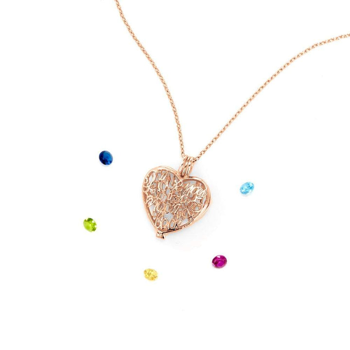 Rose Gold Moon and Back 4mm Round Birthstone Locket