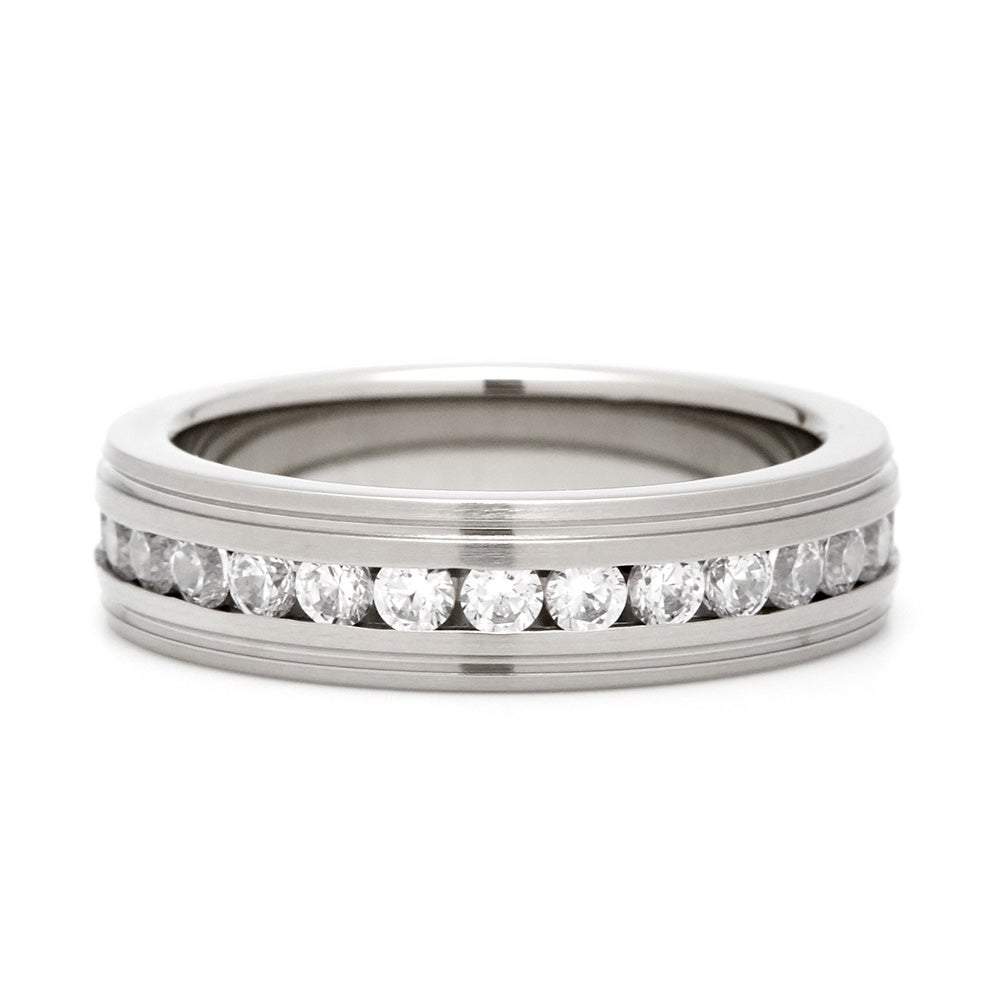 Mens & Womens Stainless Steel CZ Eternity Band