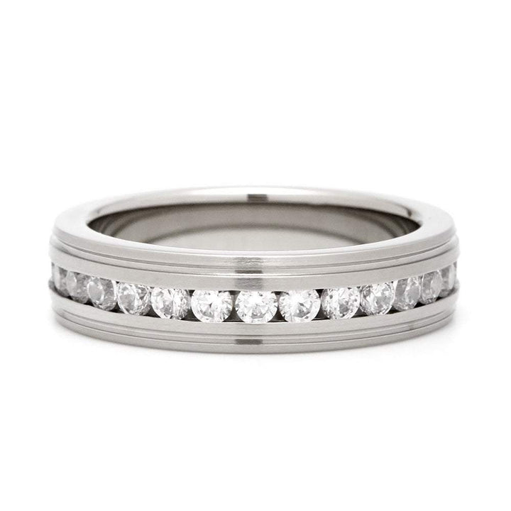 Mens & Womens Stainless Steel CZ Eternity Band