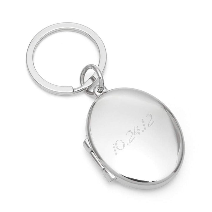 Engravable Oval Photo Locket Keychain