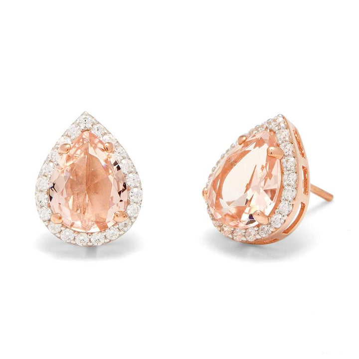 Morganite Pear Cut Rose Gold Earrings