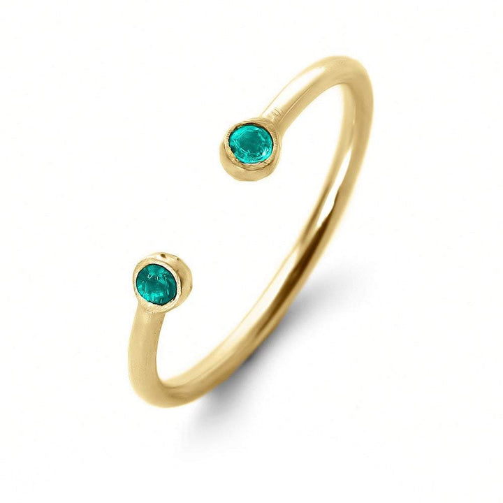 Custom 2 Stone Birthstone Petite Gold Cuff Ring