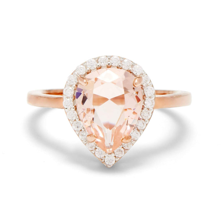 Morganite Pear Cut Rose Gold Engagement Ring