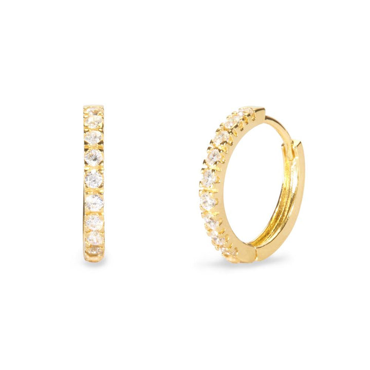 Gold Plated Round CZ Huggie Earrings